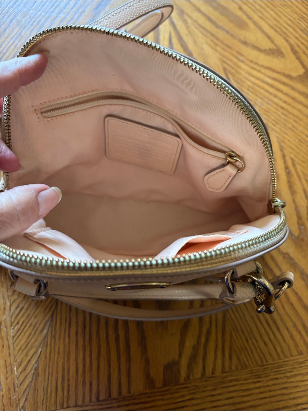 Back to school sale- Coach Two-Tone Dome Satchel in Blush and Cream - Picture 6 of 8